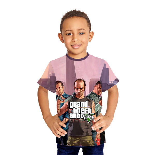 GTA V Characters Printed Kids Tshirt - Just Adore