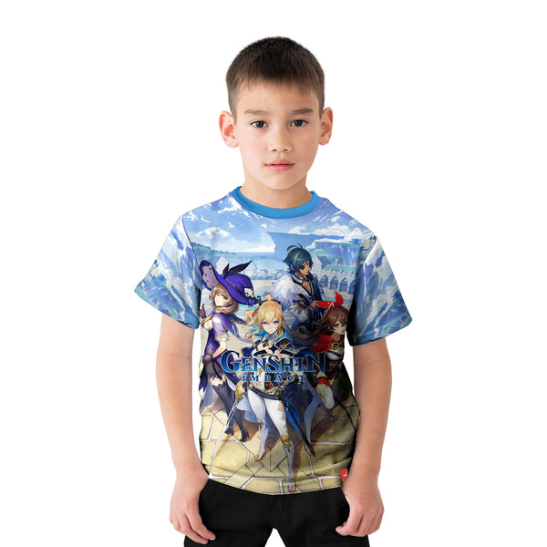 Genshin Impact Multicolor Printed Kids Tshirt - Just Adore