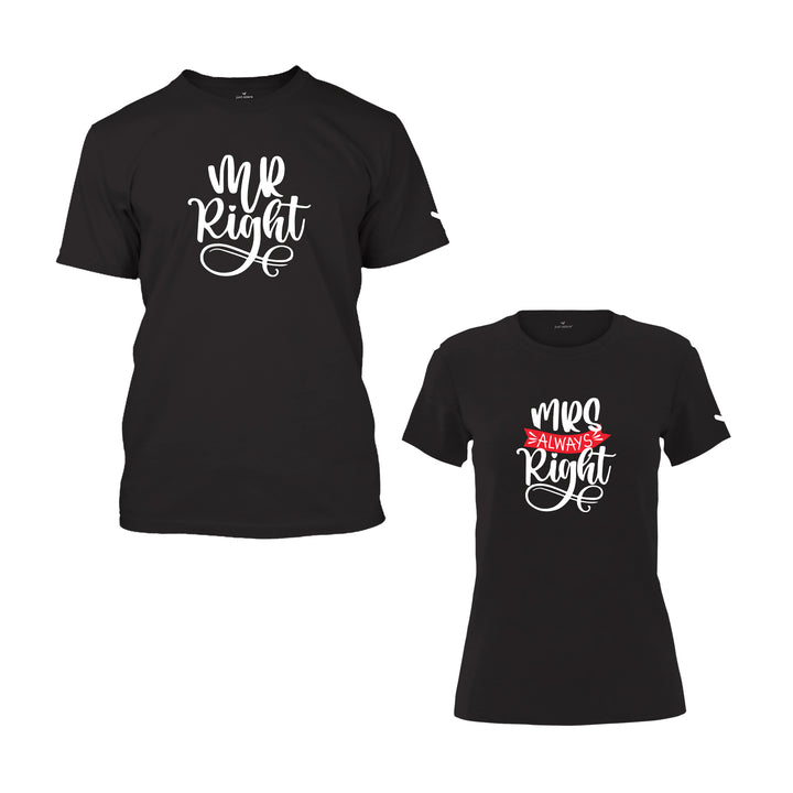 Valentines Day Mr and Mrs Right Couple T-shirt - Just Adore