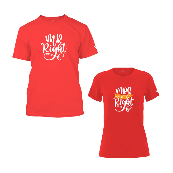 Valentines Day Mr and Mrs Right Couple T-shirt - Just Adore