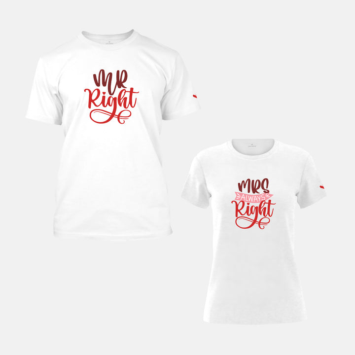 Valentines Day Mr and Mrs Right Couple T-shirt - Just Adore