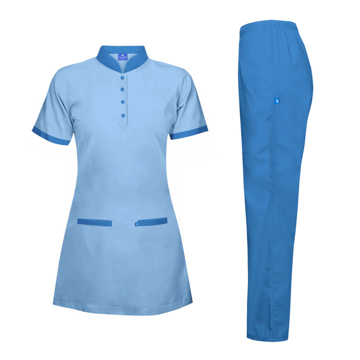 Housekeeping Uniform Short Sleeve, Long Length Shirt & Pant Set - Unisex - Just Adore