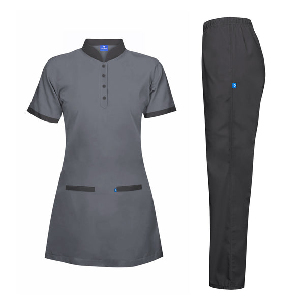 Housekeeping Uniform Short Sleeve, Long Length Shirt & Pant Set - Unisex - Just Adore