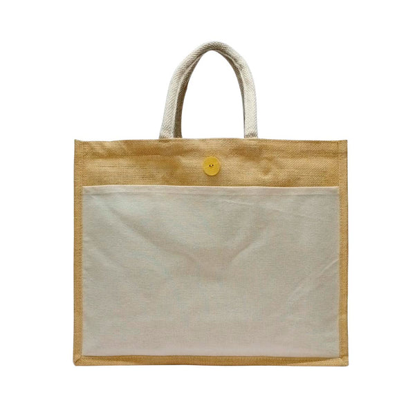 Jute Bag with Pocket (JAJB03), Blank - Just Adore