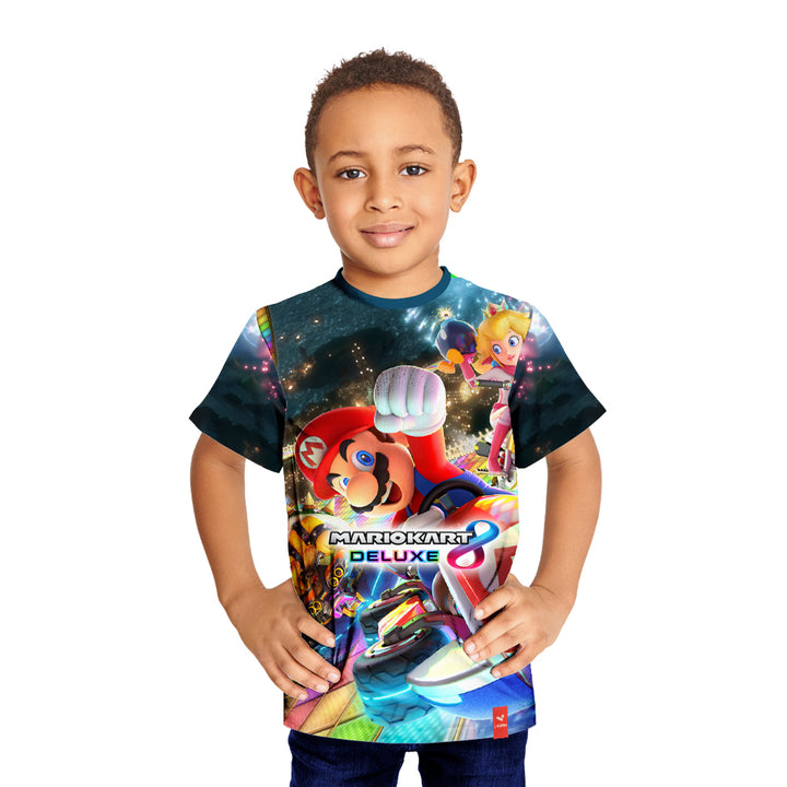 Mario Kart 8 Deluxe Multicolor Printed Kids Tshirt - Just Adore