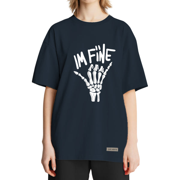 I'm Fine Skelton Oversized Women Tshirt - Just Adore