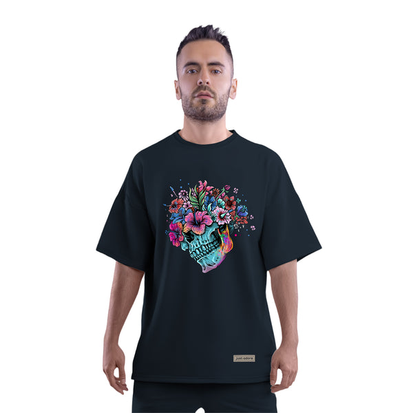 Flowers Skull Oversized Men Tshirt - Just Adore