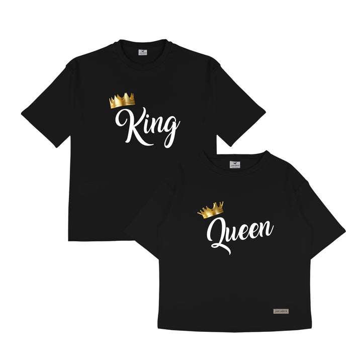 King and Queen Oversized Couples Tshirt - Just Adore