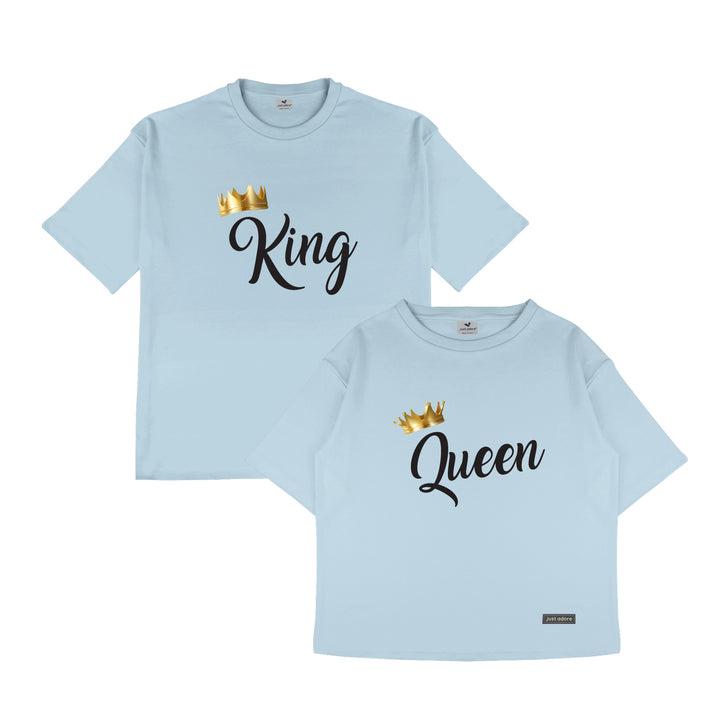King and Queen Oversized Couples Tshirt - Just Adore