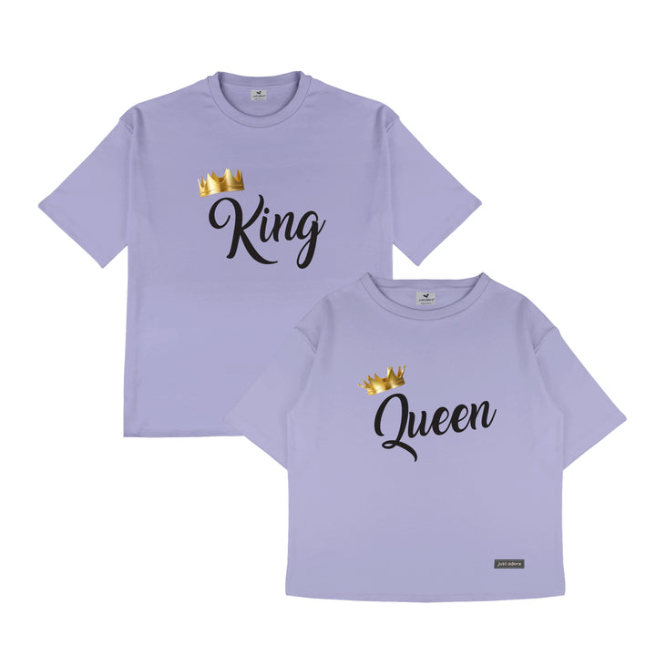 King and Queen Oversized Couples Tshirt - Just Adore