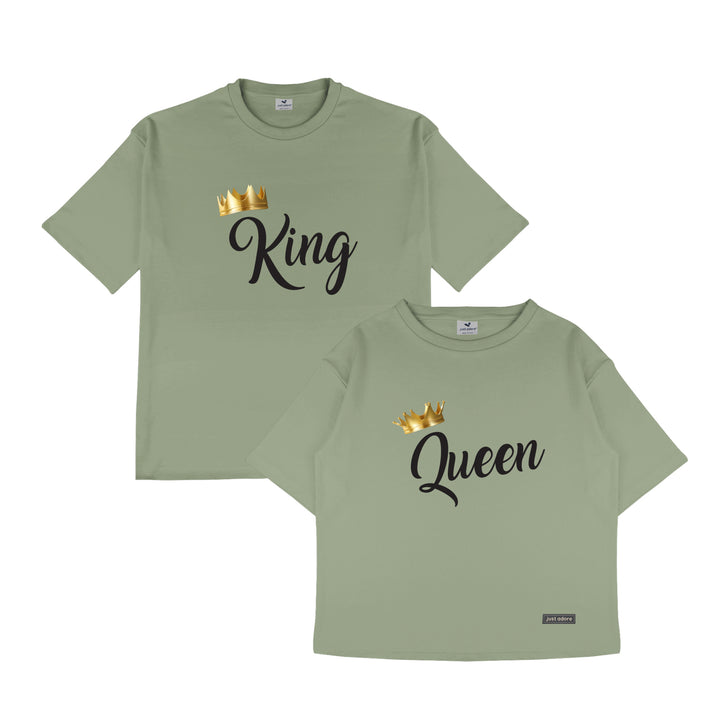 King and Queen Oversized Couples Tshirt - Just Adore