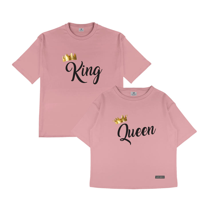 King and Queen Oversized Couples Tshirt - Just Adore