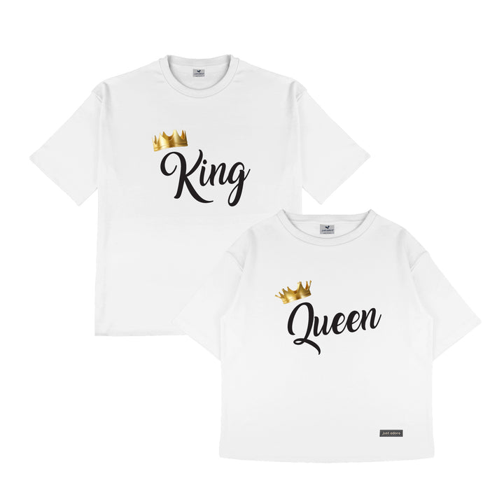 King and Queen Oversized Couples Tshirt - Just Adore