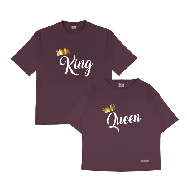 King and Queen Oversized Couples Tshirt - Just Adore