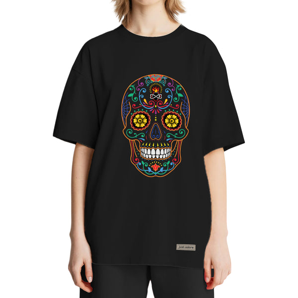 Mexican Sugar Skull Oversized Women Tshirt - Just Adore