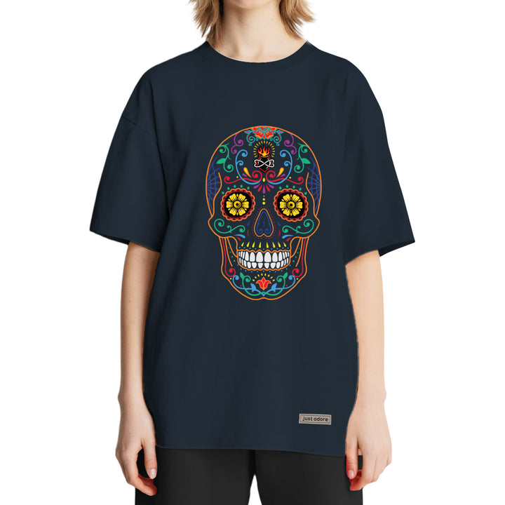 Mexican Sugar Skull Oversized Women Tshirt - Just Adore