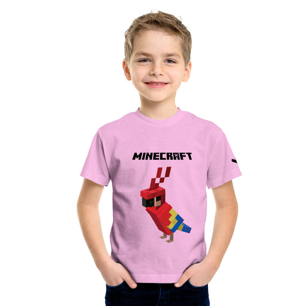 Scarlet Macaw Parrot Minecraft Kids T-shirt - Just Adore