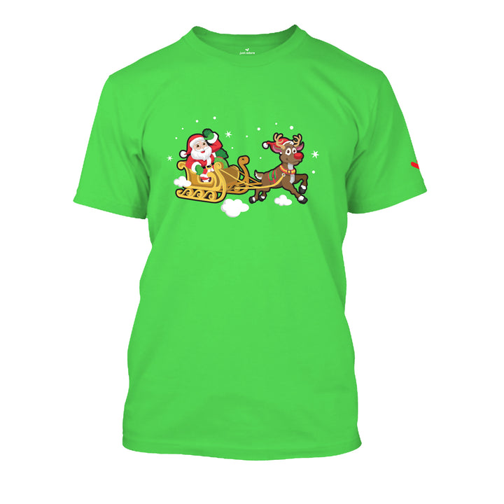 Christmas Santa on Snow Sledge T-shirt - Unisex - Just Adore