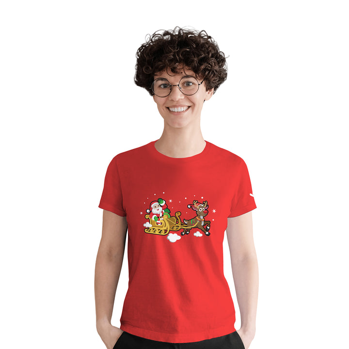 Christmas Santa on Snow Sledge T-shirt - Unisex - Just Adore