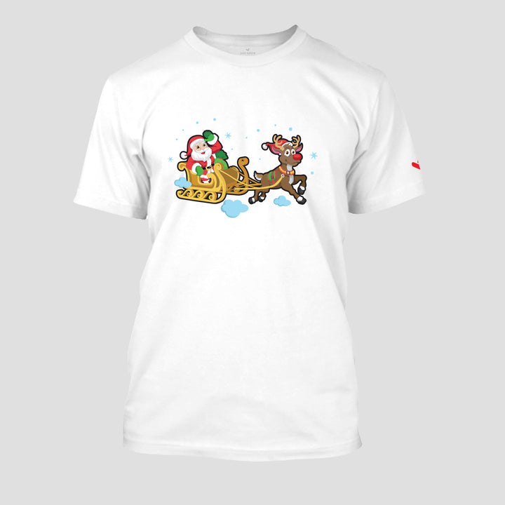 Christmas Santa on Snow Sledge T-shirt - Unisex - Just Adore