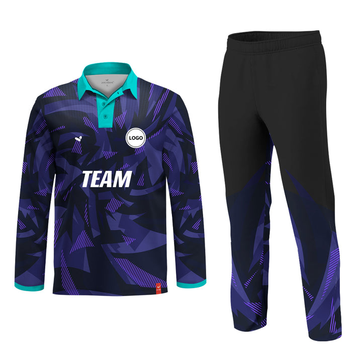 Purple color Full printed Cricket Team Uniform set , MOQ - 11 Sets - Just Adore