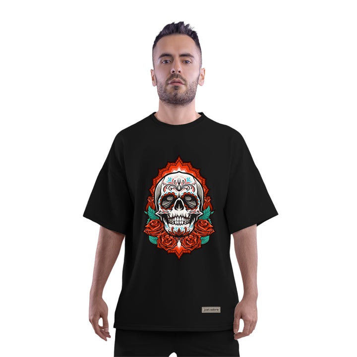 The Rose Skull Oversized Men Tshirt - Just Adore