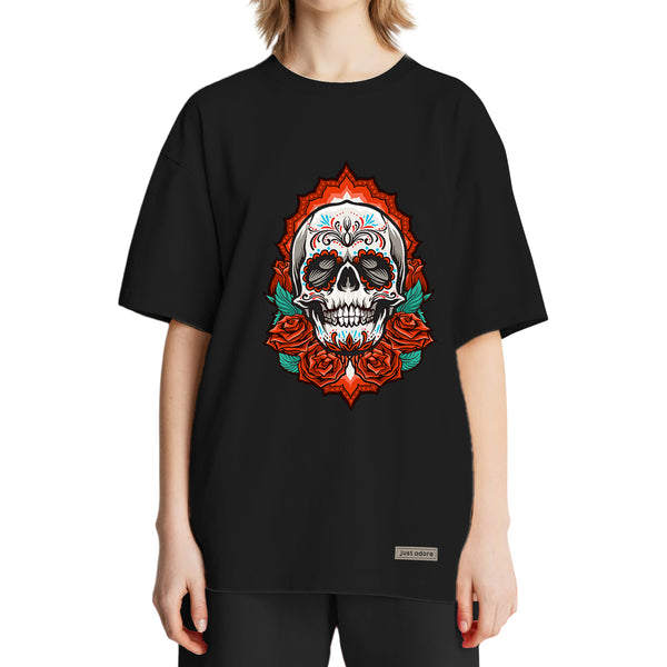 The Rose Skull Oversized Women Tshirt - Just Adore