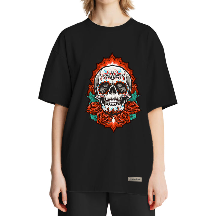 The Rose Skull Oversized Women Tshirt - Just Adore