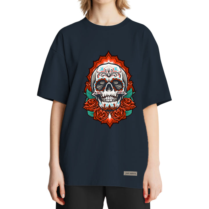 The Rose Skull Oversized Women Tshirt - Just Adore