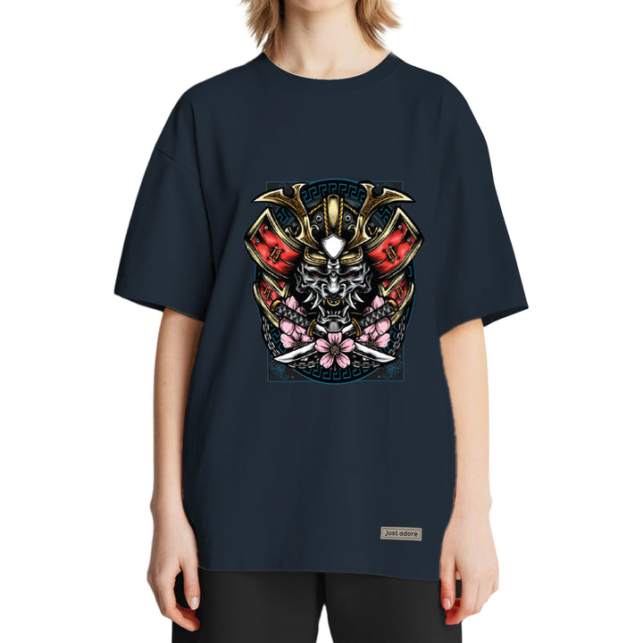 Oni Samurai Skull Oversized Women Tshirt - Just Adore