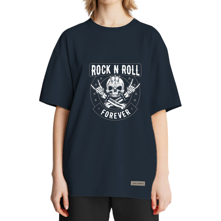 Rock and Roll Skull Oversized Women Tshirt - Just Adore