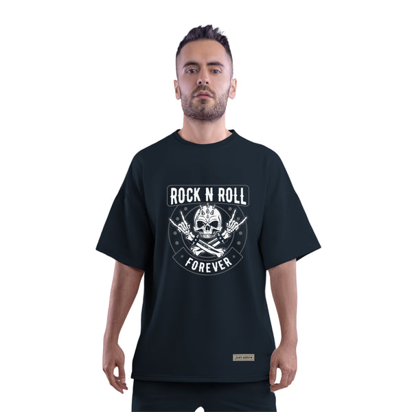 Rock and Roll Skull Oversized Men Tshirt - Just Adore