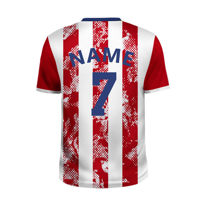 White & Red Digital Printed Football team uniform jersey, MOQ 11 Pcs - Just Adore
